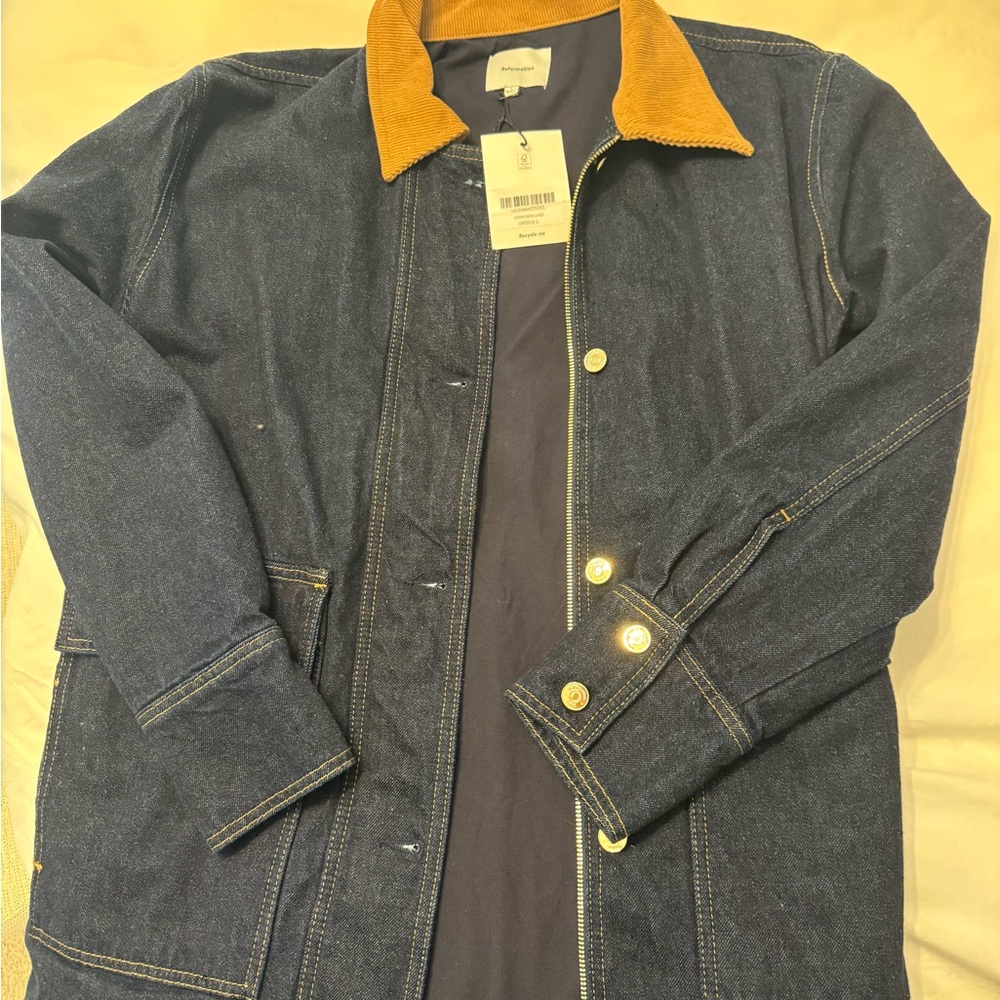 Reformation Archer Denim Jacket - Dark Blue